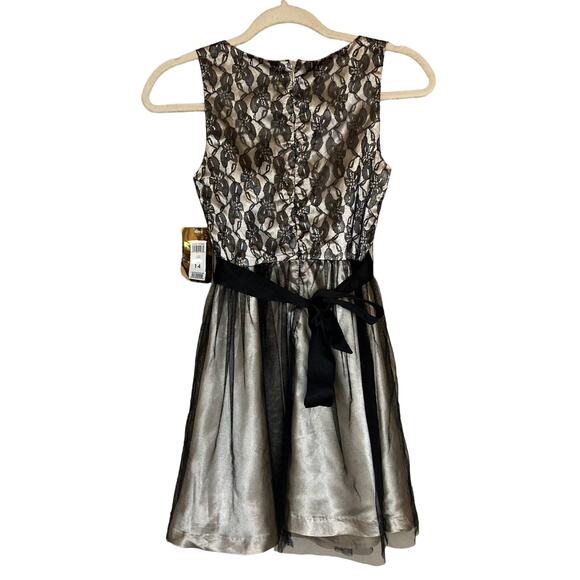 ABS Kids by Allen Schwartz Little Girls Black Tulle Formal Sequin Dress Size 14 - Picture 2 of 16